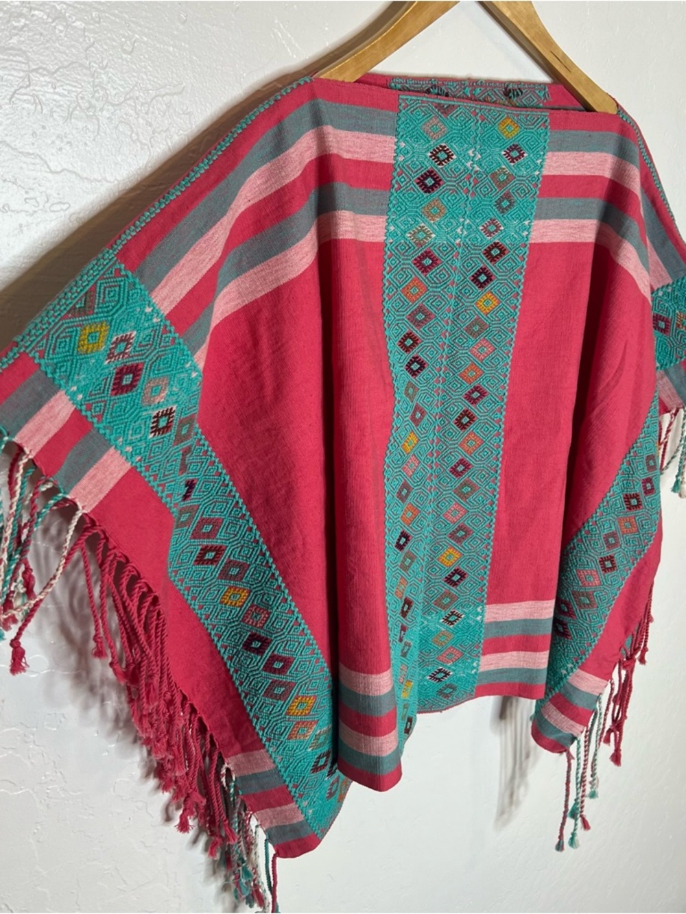 Poncho Bohemian Festival embroidered tassels concert western Aztec OS - Picture 6 of 14